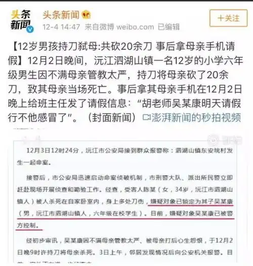 12岁男孩持刀弑母,家长的严厉教育对孩子影响如此大
