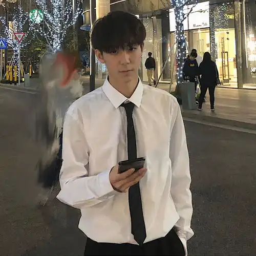 2019新款白色衬衫男学院风西装衬衫长袖衣服ins男学生韩版衬衣潮
