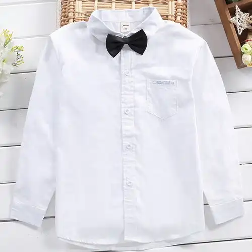 新款男童长袖白衬衫纯棉儿童男童白衬衣小学生白衬衫校服宝宝衬衫
