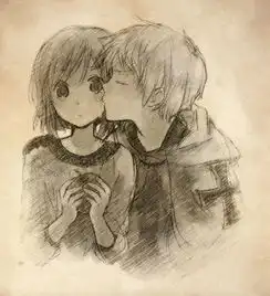 可爱情侣卡通素描图
