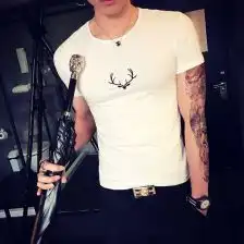 男士夏装纯棉白色t恤衫
