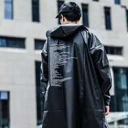 enshadower隐蔽者国潮黑色潮牌字母印花雨衣外套eva户外运动长款雨披均码185cm180斤以下可穿男女同款
