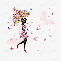 美女花纹蝴蝶素材图片免费下载高清装饰图案psd千库网图片编号99495
