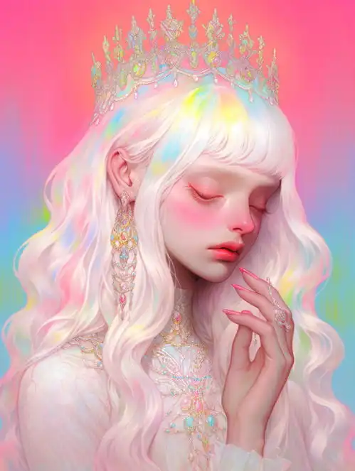 娃娃粉色系彩色壁纸头像midjourney人物
