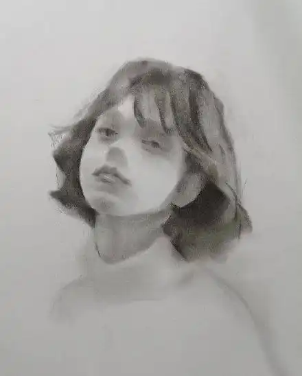 高清素描头像女青年步骤图片

