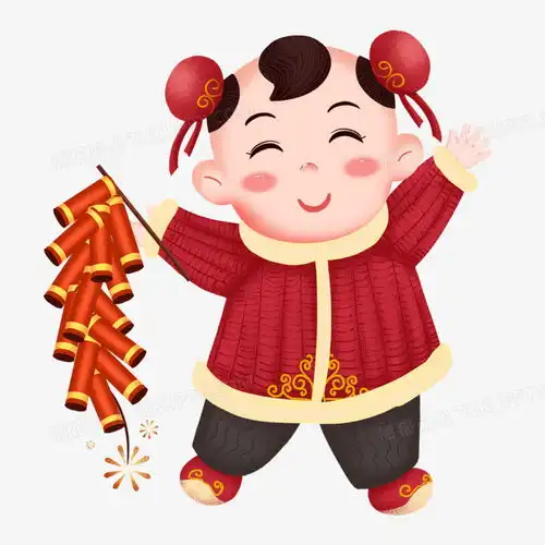 手绘新年男童娃娃免抠png图片素材免费下载手绘png30003000像素
