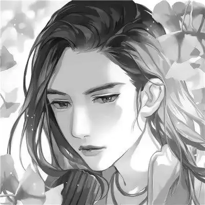 古风动漫情头黑白漫画一对
