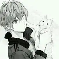 跪求一对情侣动漫头像,一个小男孩牵着一只狗女孩牵着猫黑白的
