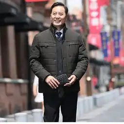 冬季中老年男士棉衣外套宽松加绒加厚棉服5080老年棉袄父亲上衣
