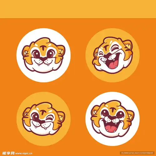 4款卡通萌趣小老虎设计图

