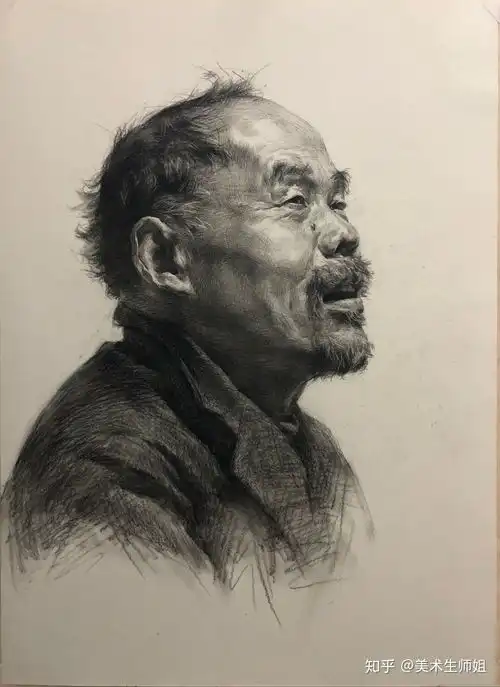 男性老年素描头像
