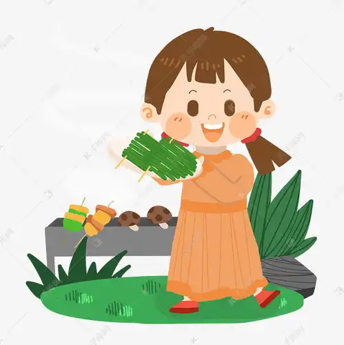 春天卡通女孩烤韭菜png素材图片免费下载千库网
