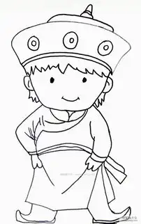 蒙古族男孩简笔画
