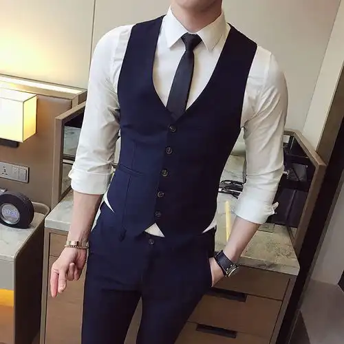 西装马甲男韩版修身男士西服背心新郎礼服伴郎马夹休英伦马夹潮

