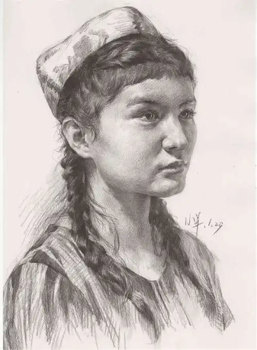 素描头像女青年原来是这样画的,你是不是还在傻傻的画调子
