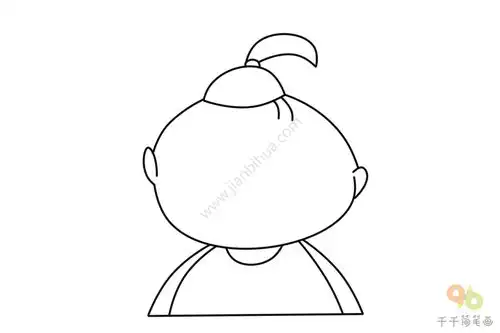 小辫子发型的男孩头像简笔画
