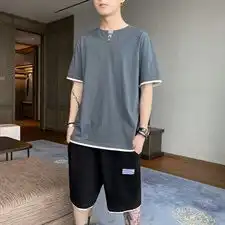 夏季新款纯棉休闲套装短袖短裤男士t血韩版2005
