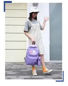 迪阿伦小清新学院风高中学生书包女韩版大容量初中学生男背包帆布双肩包
