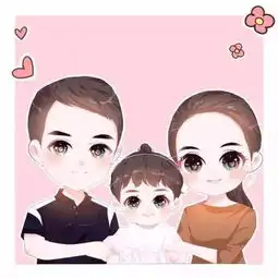 幸福的一家,微信卡通头像作品展示全家福
