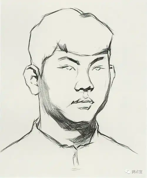 素描头像男青年正面及34侧面步骤详解

