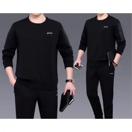 sp中老年运动服套装男春秋季休闲大码圆领卫衣男士上衣爸爸装两件套
