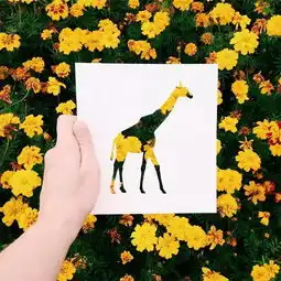 融合万物大自然的背景镶嵌在剪纸画上
