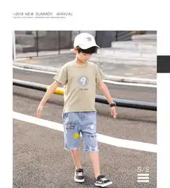 2019夏季新款男童印花套中大童个性字母短袖t牛仔裤两件套潮
