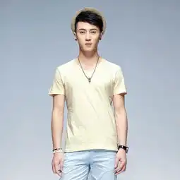 唐狮男素色v领tee恤613211024403
