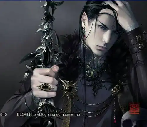 求一张古装手绘二次元图片,男性霸气,适合魔尊的人设图
