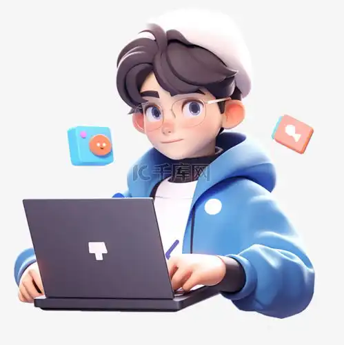 办公男孩视觉落地效果3d人物素材图片免费下载千库网
