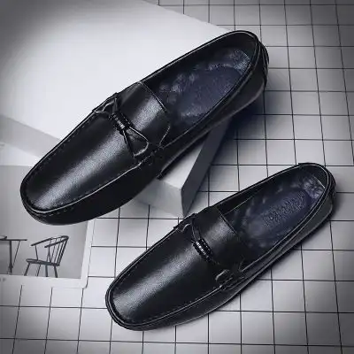 夏季2020新款男鞋透气豆豆鞋男软底头层皮休闲男士皮鞋懒人鞋
