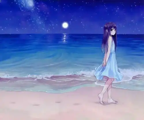 一个人在海边的动漫图片

