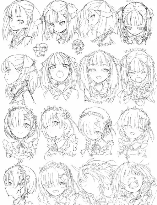 绘画素材86种头像线稿
