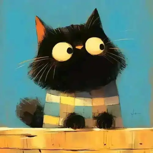 可爱的小黑猫卡通头像分享
