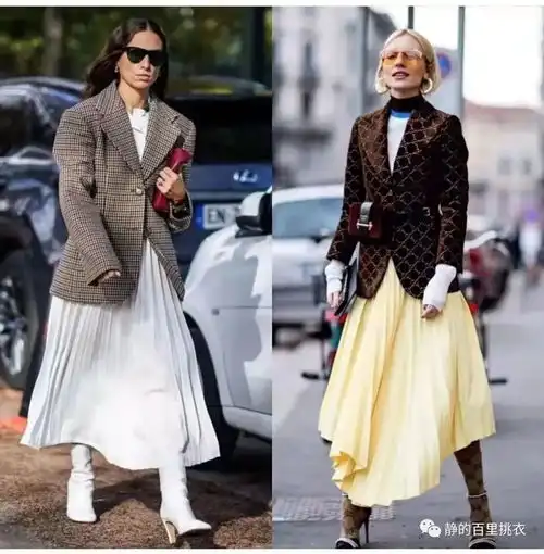 今年流行怎么穿西装百褶裙的3种新穿法,适合换季穿着
