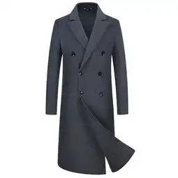 汤河之家2018冬季新款长款男士双面羊绒大衣个性时尚毛呢外套韩版双排扣羊毛大衣男
