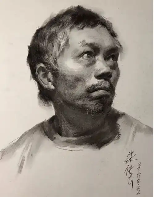 传奇绘画课堂回顾第二六二集朱传奇教你画男老年素描头像以及表现黑白灰的对比与张力
