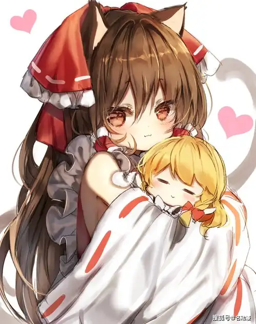 日本画师吉的两姐妹绘画作品
