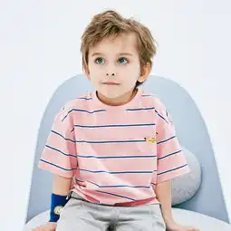 2019夏上新迷你巴拉巴拉男宝宝短袖纯棉t恤夏装儿童条纹圆领打底衫
